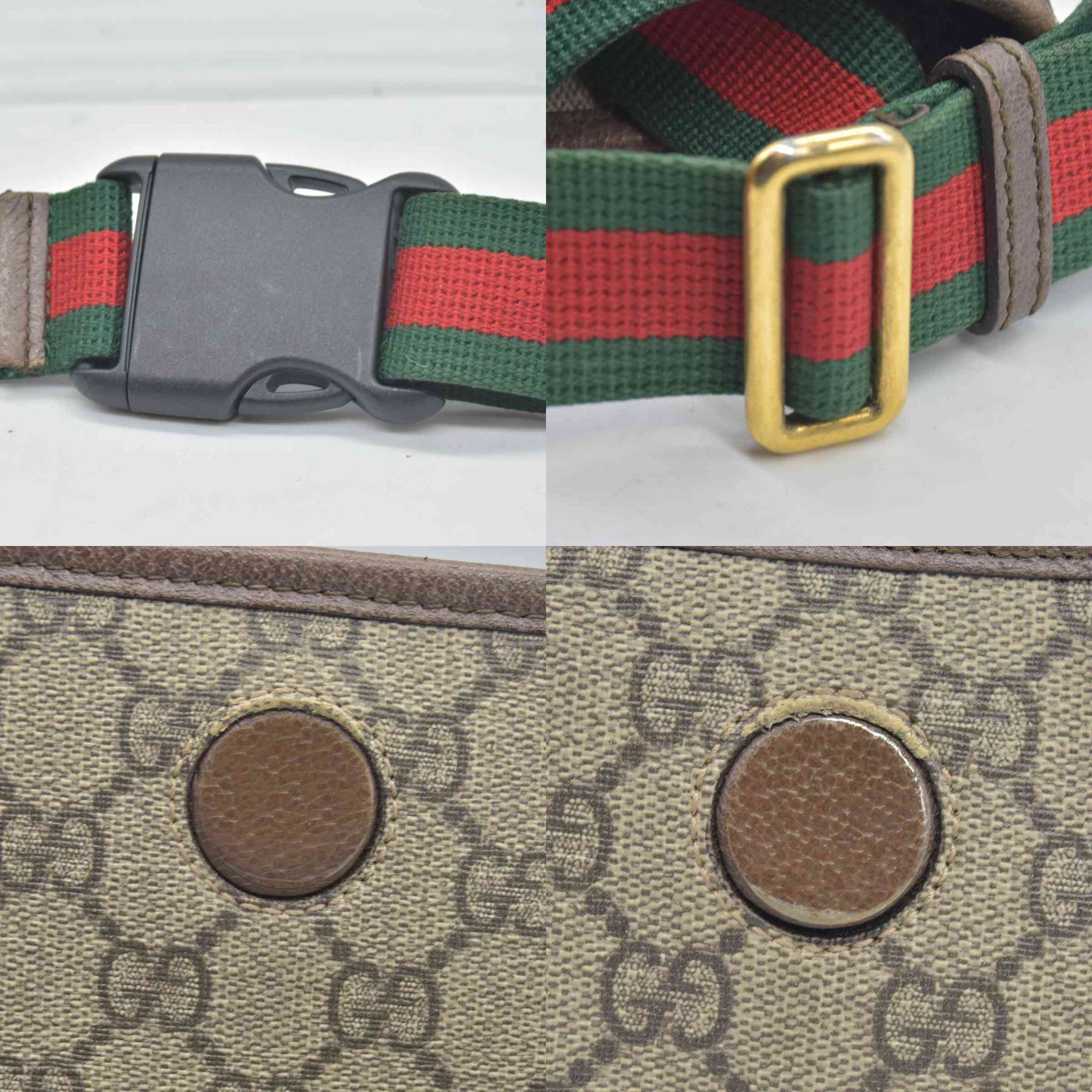 $1200 Gucci GG Supreme Monogram Neo Vintage Web Belt Bag Brown CONSIGNMENT