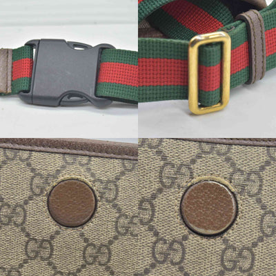 $1200 Gucci GG Supreme Monogram Neo Vintage Web Belt Bag Brown CONSIGNMENT
