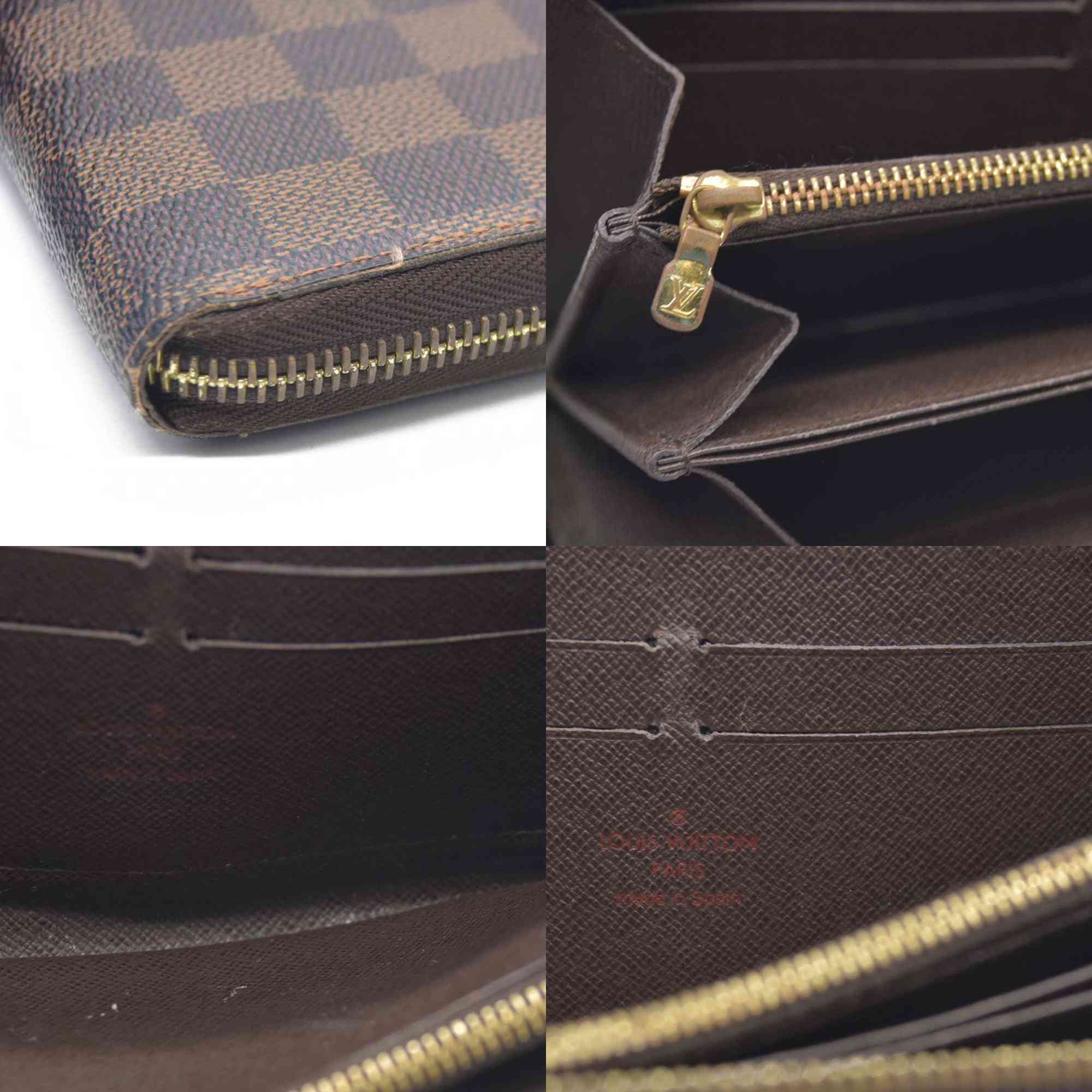 AUCTION $1060 Louis Vuitton Damier Zippy Zip Around Organizer Long Wallet Brown