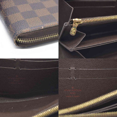 AUCTION $1060 Louis Vuitton Damier Zippy Zip Around Organizer Long Wallet Brown