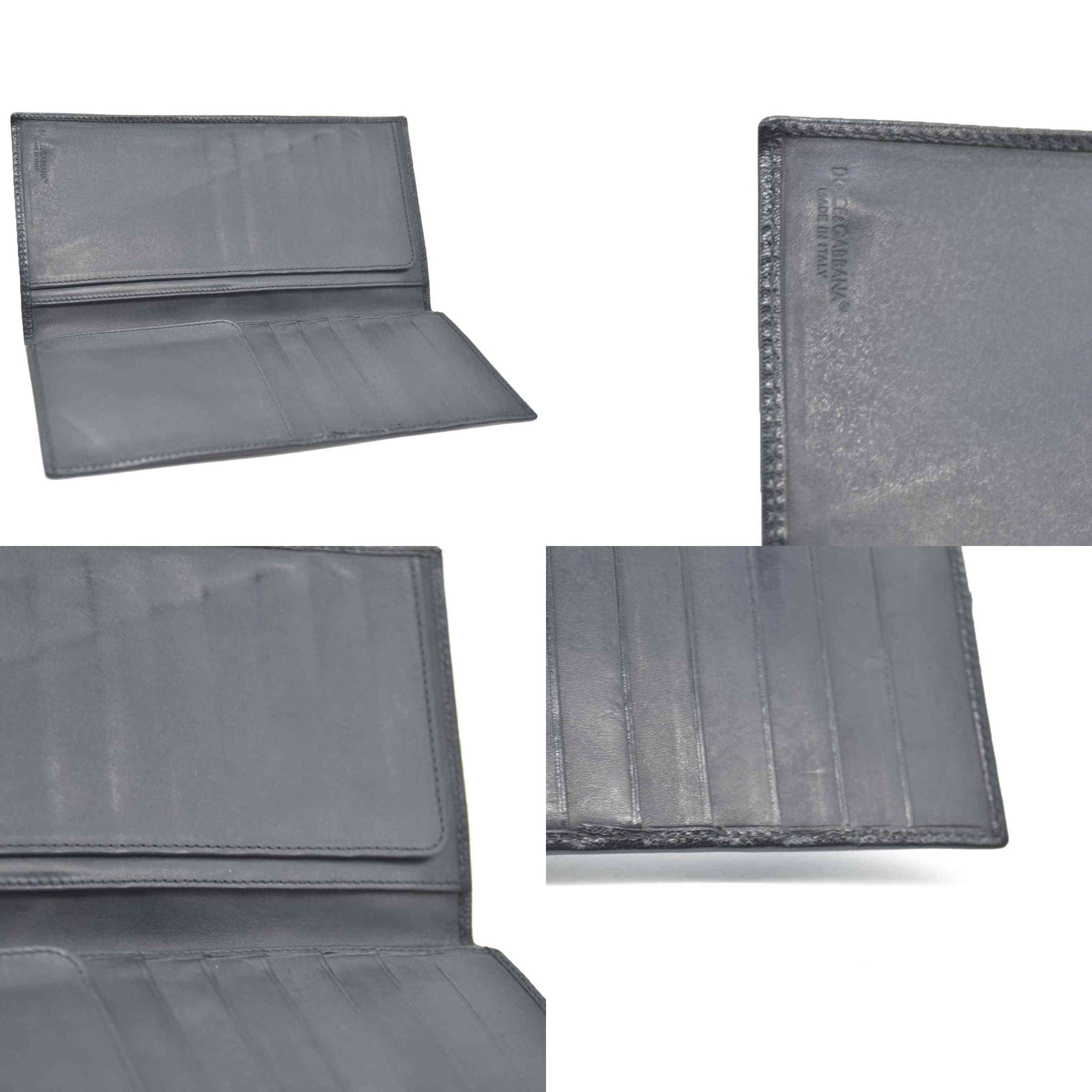 Dolce&Gabbana Leather Long Bifold Wallet Black