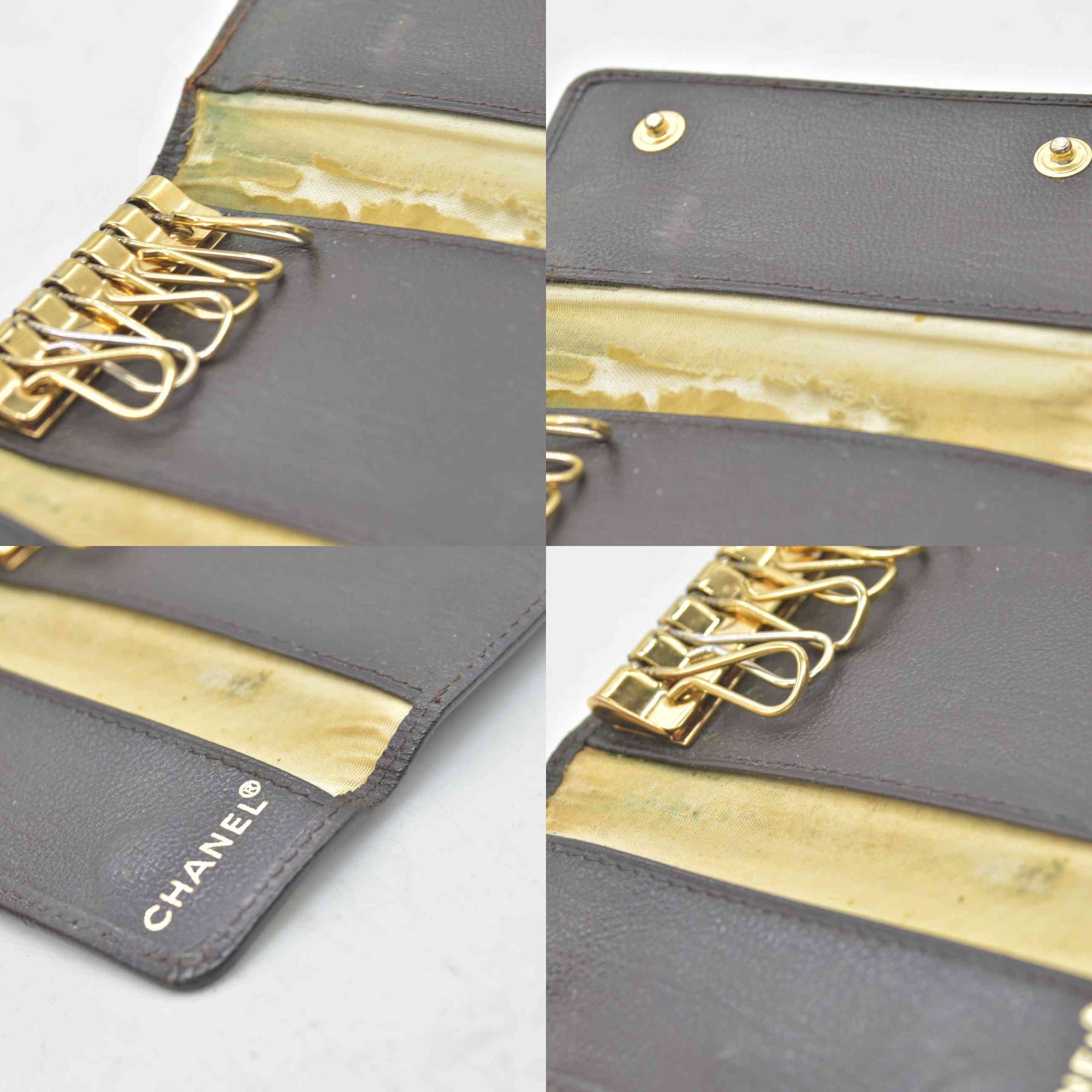 CHANEL COCO Mark Leather Key Case Key Holder Brown