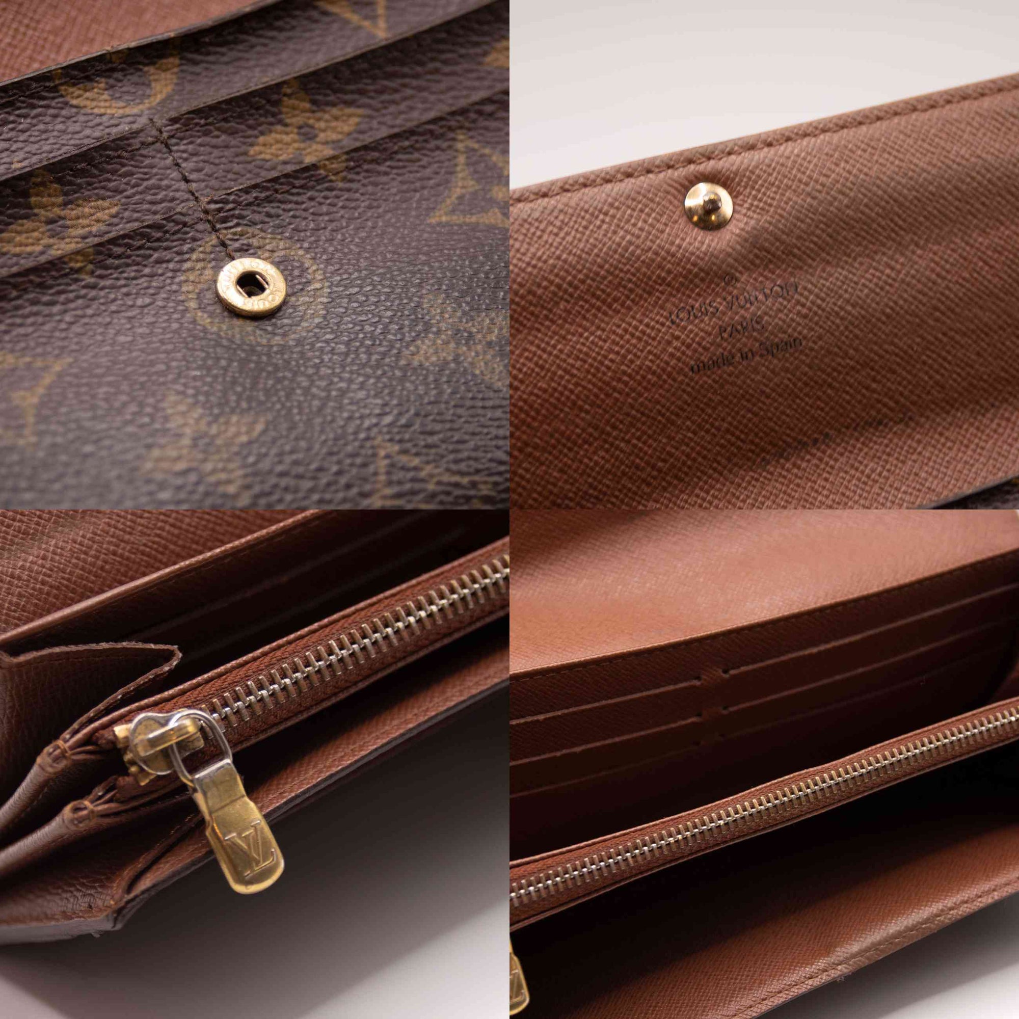 $775 2008 Louis Vuitton Monogram Portefeiulle Sarah Long Bifold Wallet Brown CA0068