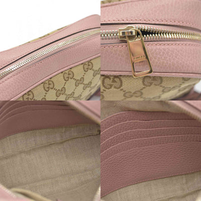$1290 Gucci Monogram Mini Bree Messenger Bag Beige Soft Pink