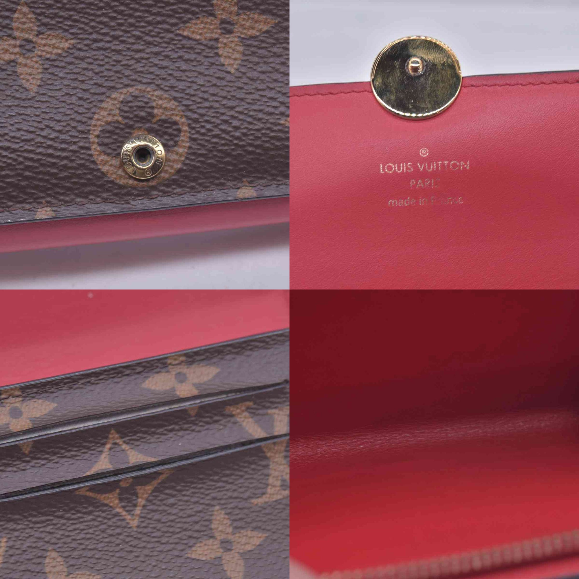 $680 LOUIS VUITTON LV Monogram Victorine Compact Wallet Red CONSIGNMENT 10021562