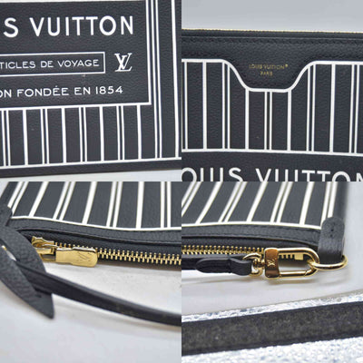 $3200 Louis Vuitton Monogram Calfskin Neo Neverfull Inside Out MM Black RFID