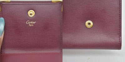 $550 CARTIER Bifold Wallet Burgundy CONSIGNMENT