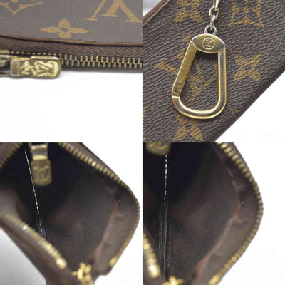 AUCTION $345 Louis Vuitton Monogram Pochette Cles Wallet Coin Purse Brown CT4047
