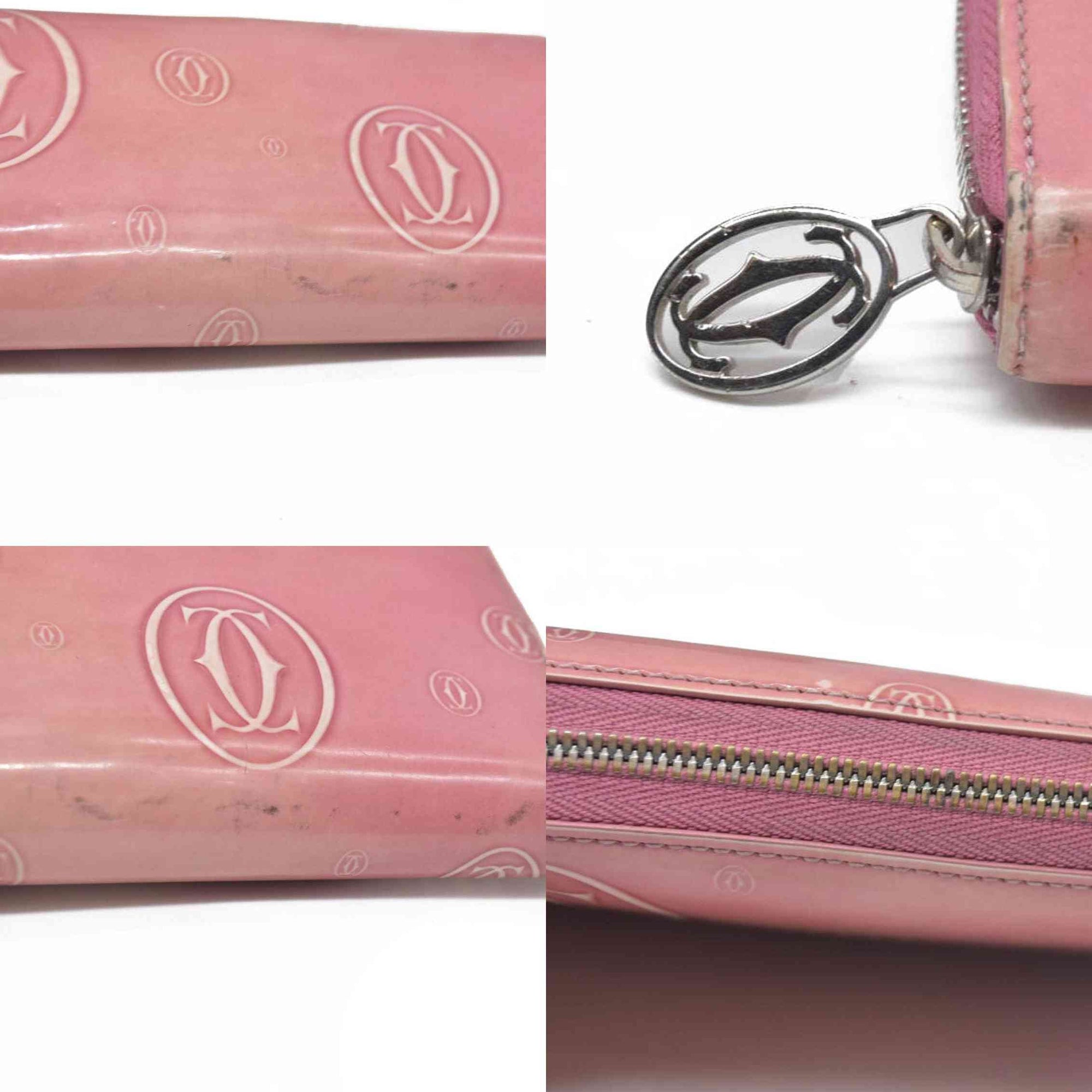 Cartier Patent leather Logo Wallet Pink