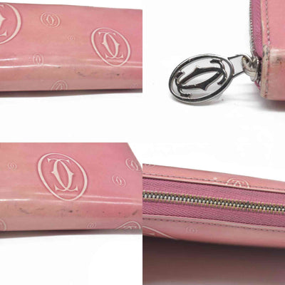 Cartier Patent leather Logo Wallet Pink
