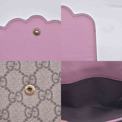 $550 Gucci GG Supreme Monogram Pearl Studded French Wallet Pink CONSIGNMENT