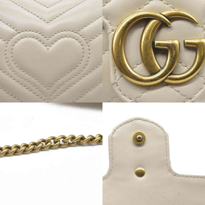 Gucci Super Mini Marmont Leather Shoulder Bag White GG Crossbody $1400