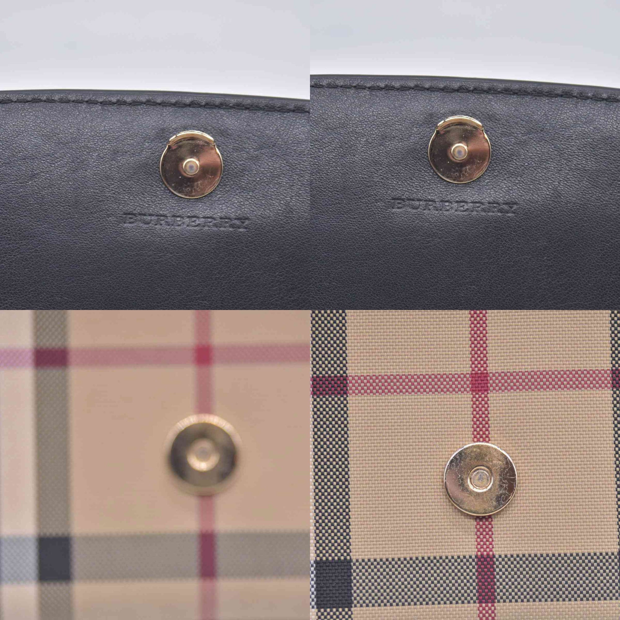 $650 Burberry House Check and Leather Flap Wallet / Wallet on Chain CONSIGNMENT