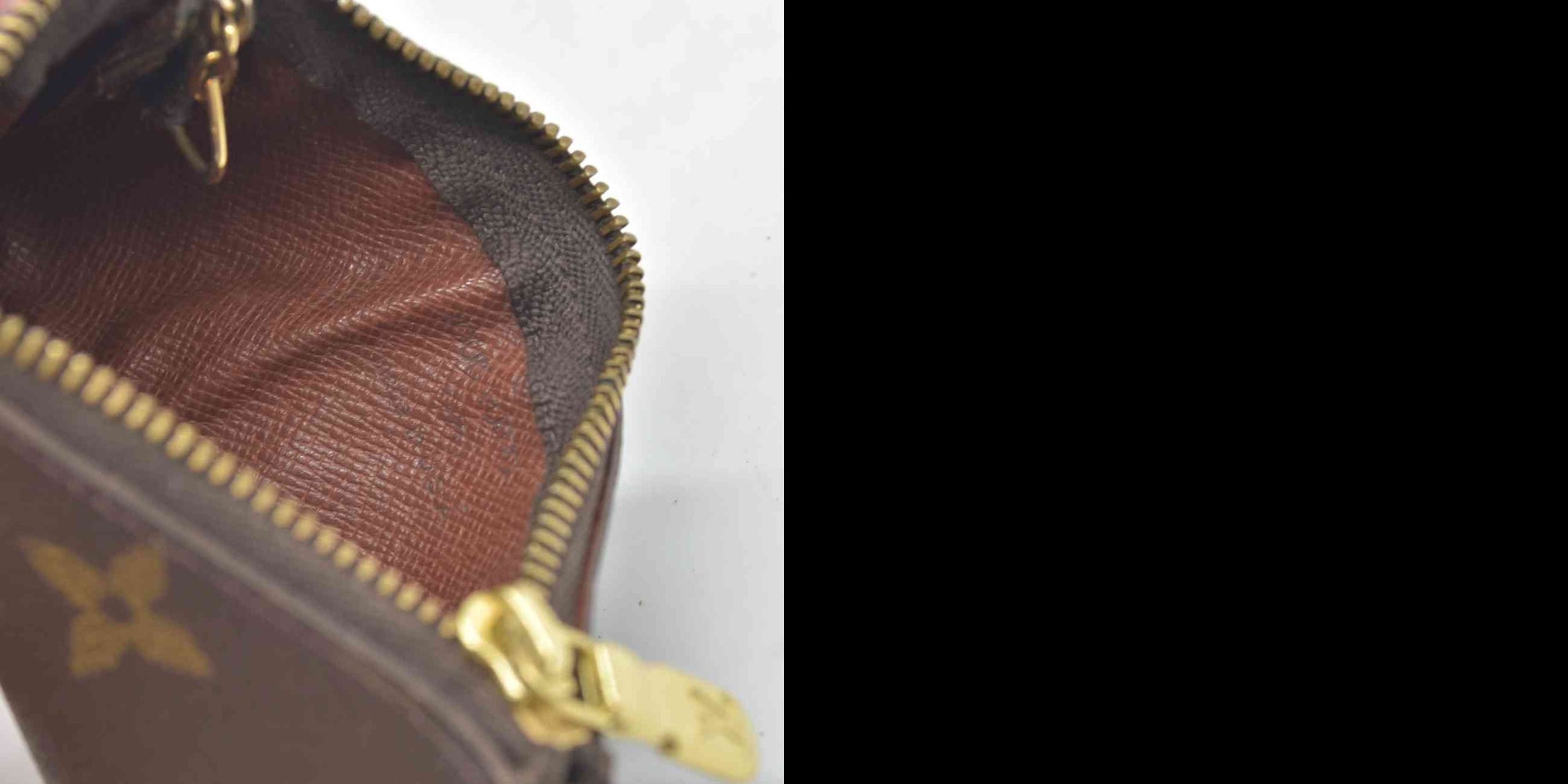 $345 Louis Vuitton Monogram Pochette Cles Wallet Coin Purse Brown