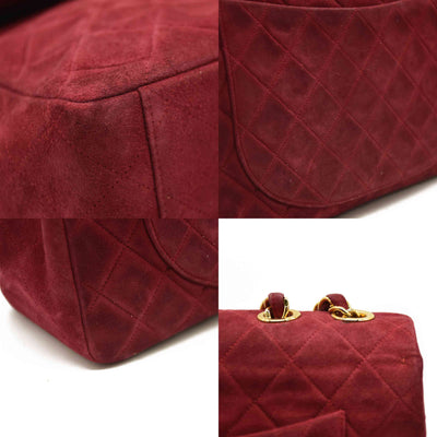 $7500 Chanel Suede Quilted Jumbo XL Single Flap Red CONSIGNMENT