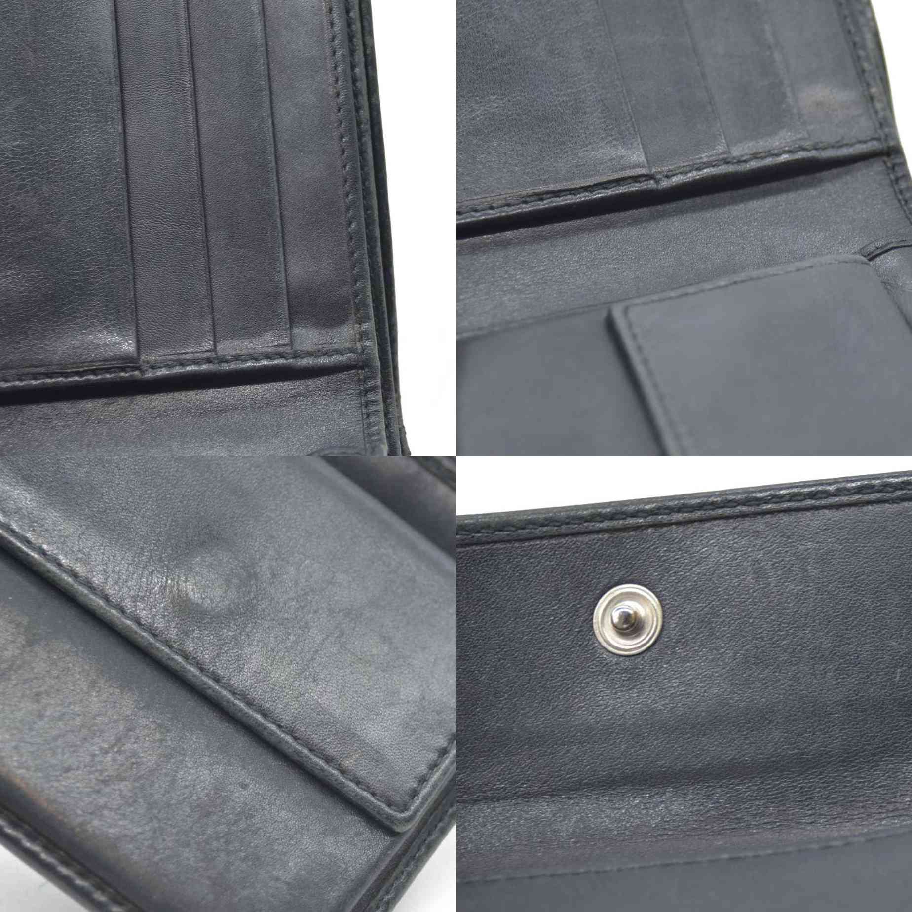 GUCCI GG Logo Canvas Leather Bifold Wallet Black