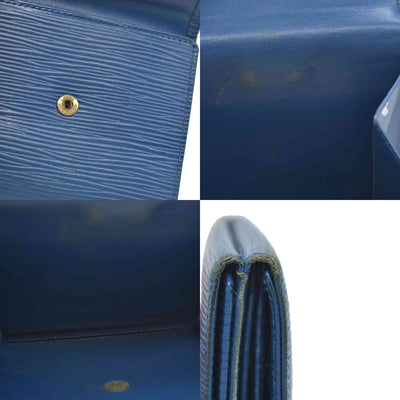 Louis Vuitton Epi Porte Feuille Elise Credit Leather Trifold Wallet Blue SP0938