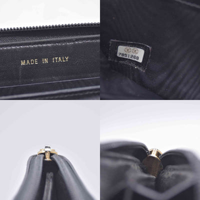 $750 CHANEL Black Caviar Timeless CC Zip Around Wallet CONSIGNMENT 10021437
