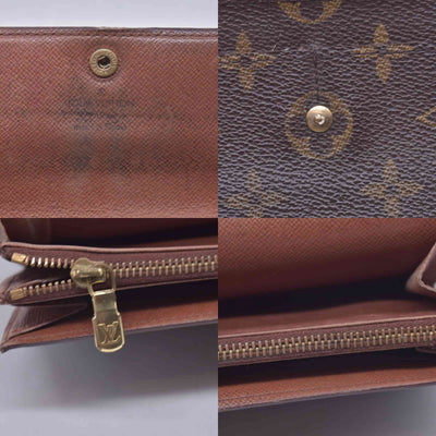 $720 LOUIS VUITTON Monogram Portefeuille International Wallet Brown CONSIGNMENT 10021580