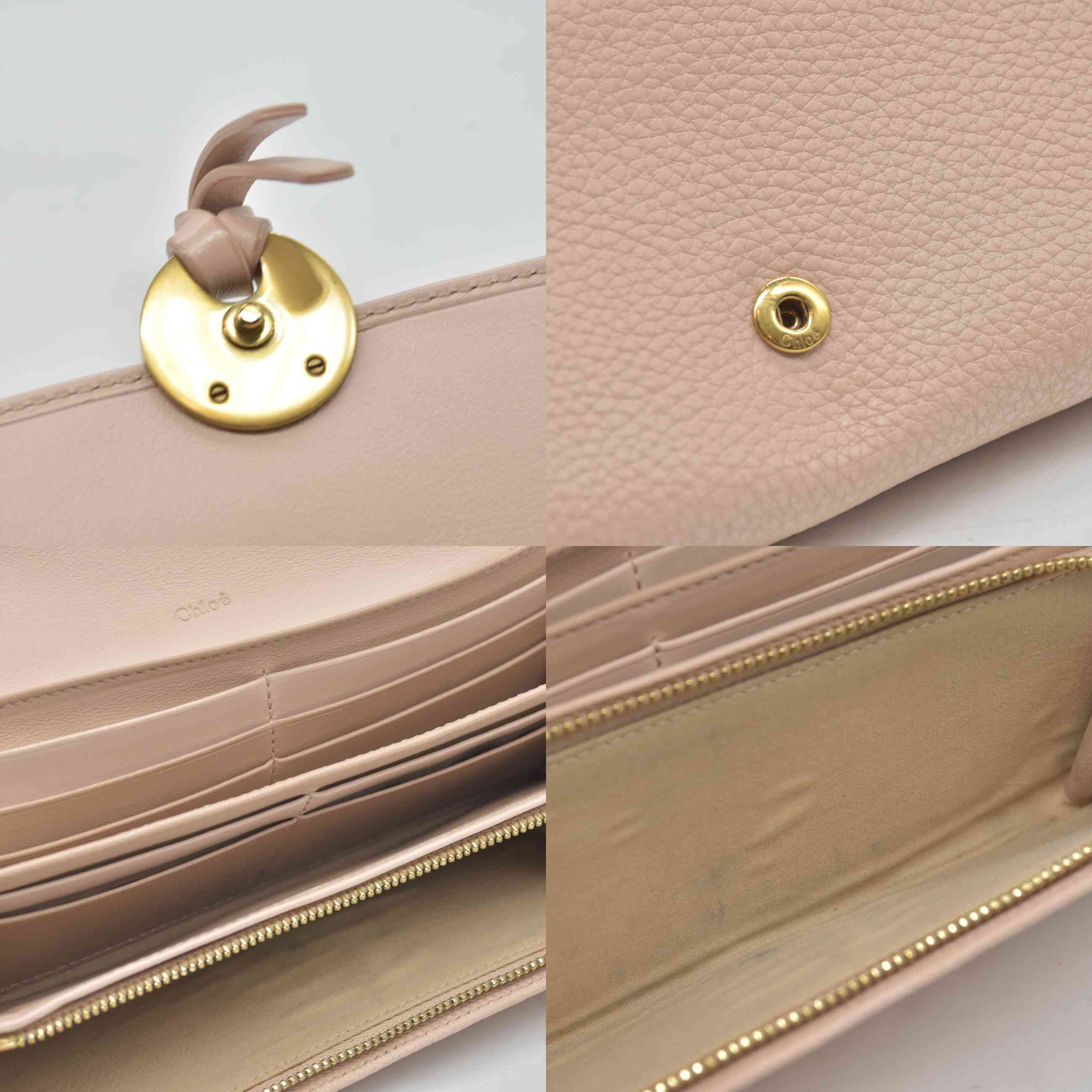 $525 2018 Chloe Indy Leather Long Bifold Wallet Purse Pink