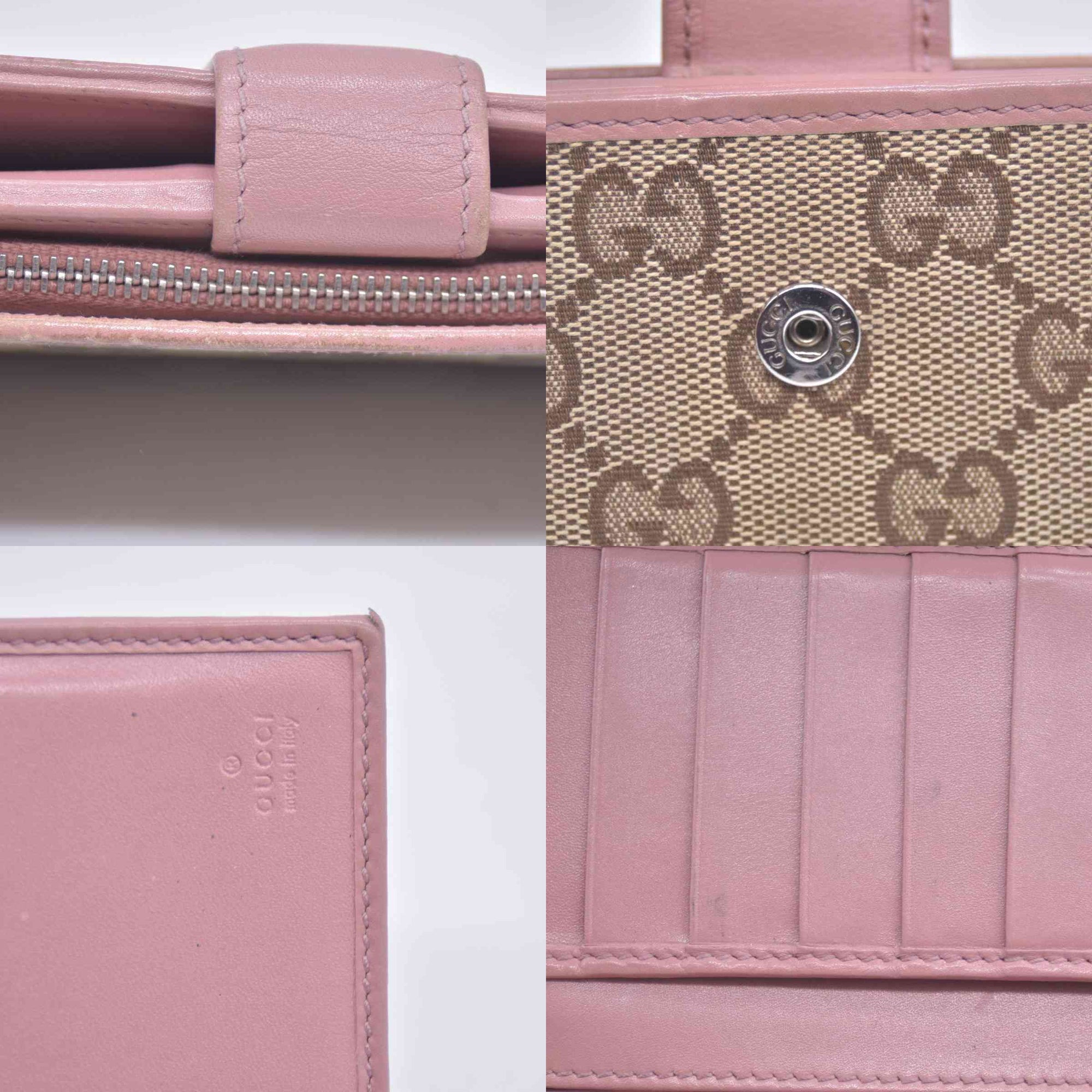 $680 Gucci GG Canvas And Leather Interlocking G Long Wallet CONSIGNMENT