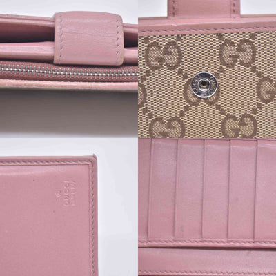 $680 Gucci GG Canvas And Leather Interlocking G Long Wallet CONSIGNMENT