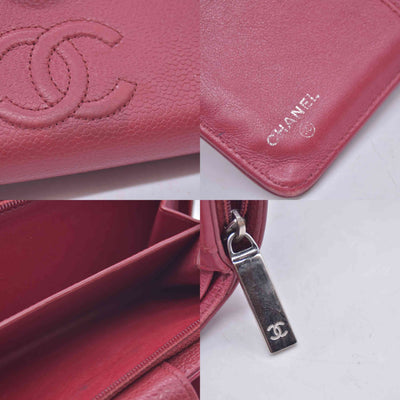 $1400 Chanel 2012 Red Quilted Caviar Leather CC-Stitch Organizer Wallet 10021115