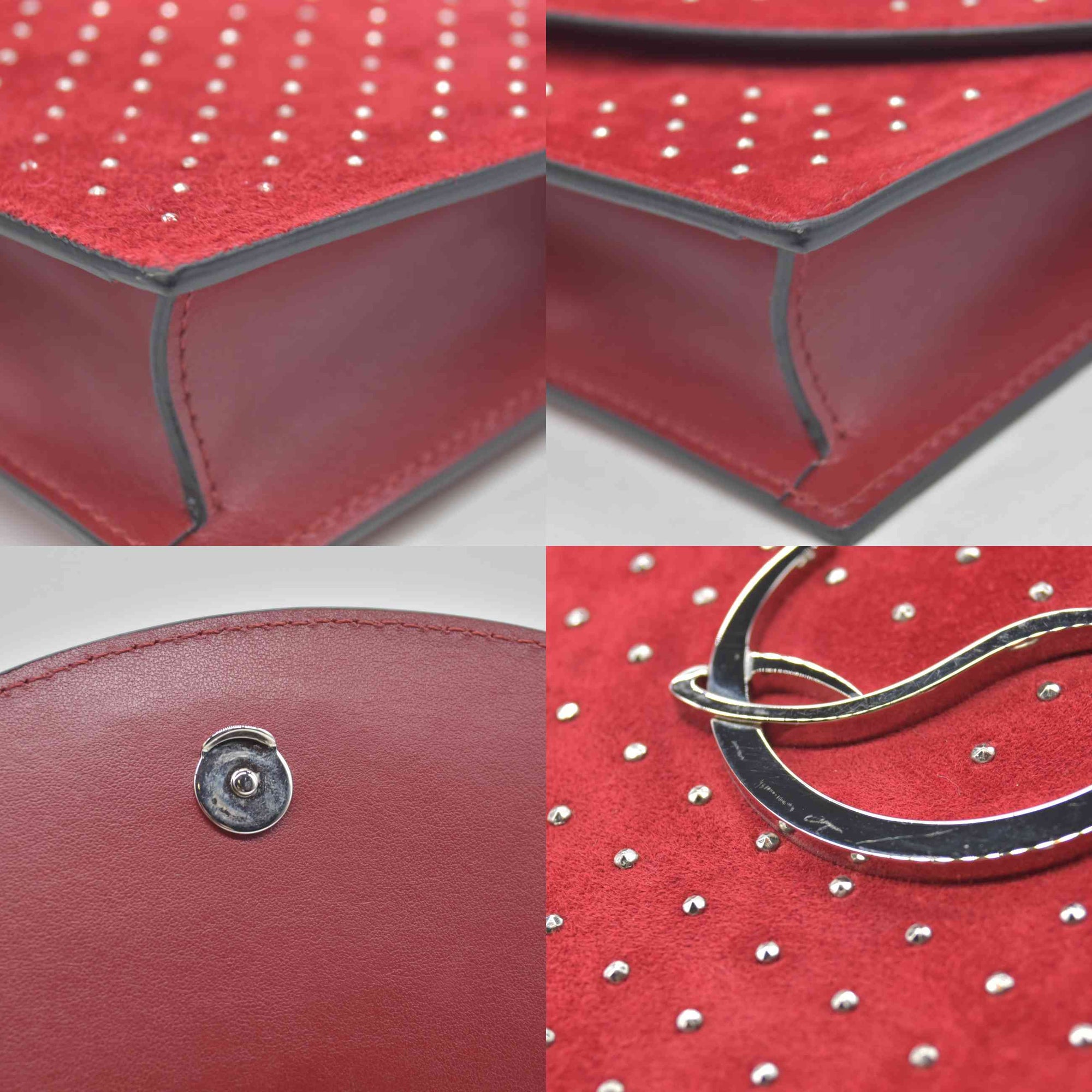 $1290 Christian Louboutin Loubi54 Clutch Red Suede Polka Dot Print