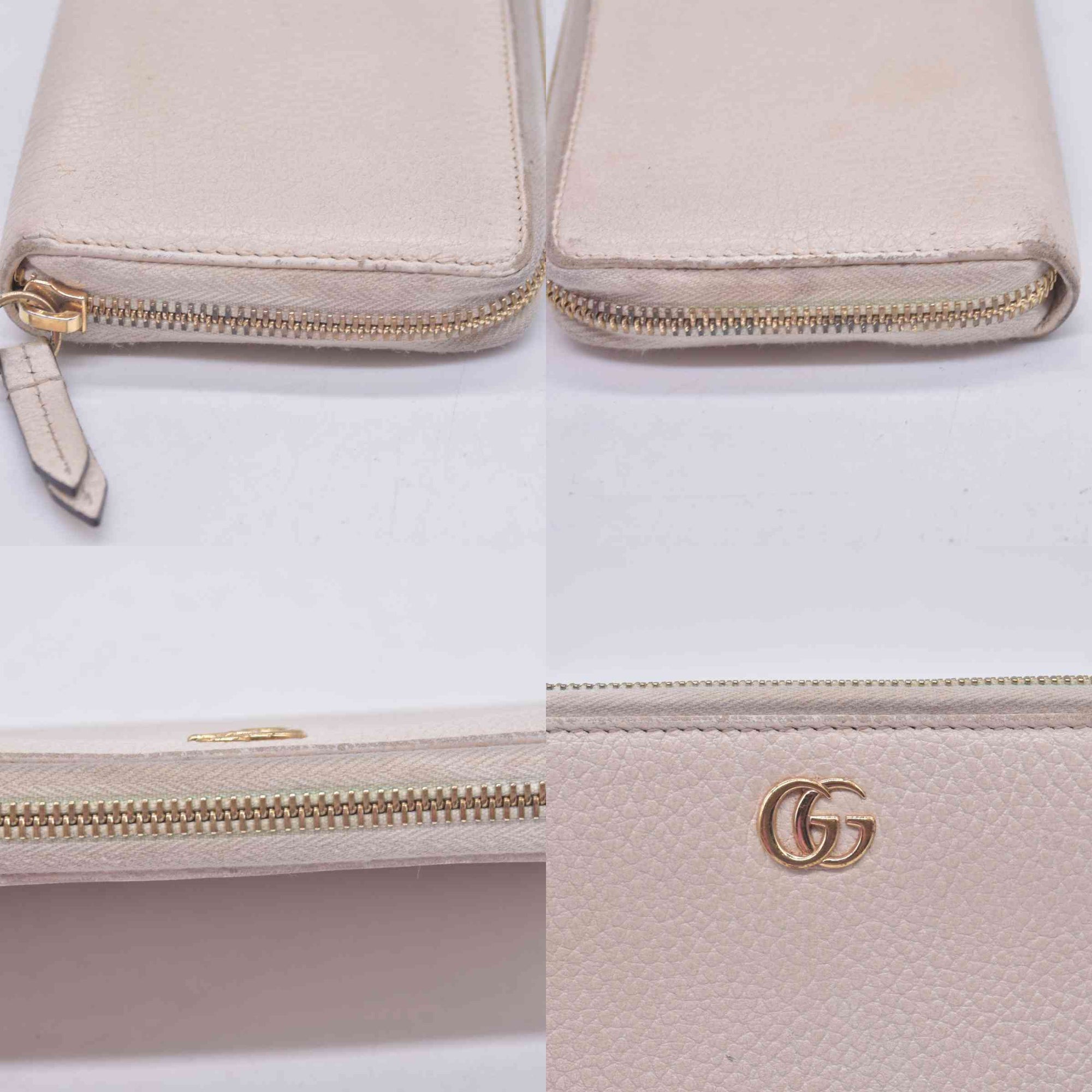 $660 2005 Gucci Cream GG Marmont zip around wallet 10021060