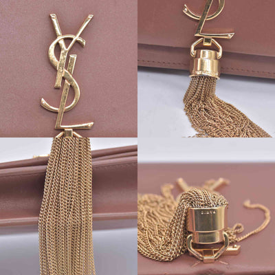 $2100 Saint Laurent  Small Monogram Kate Tassel Bag Brown