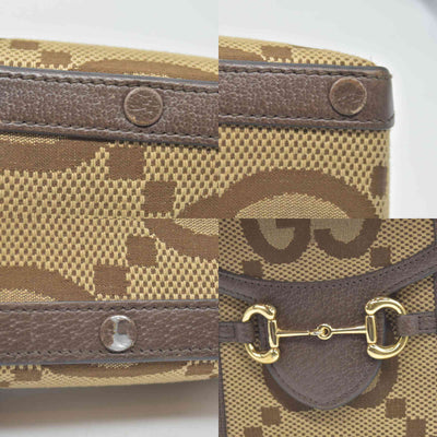 $1200 Gucci Horsebit 1955 Jumbo GG Mini Crossbody Bag Beige CONSIGNMENT