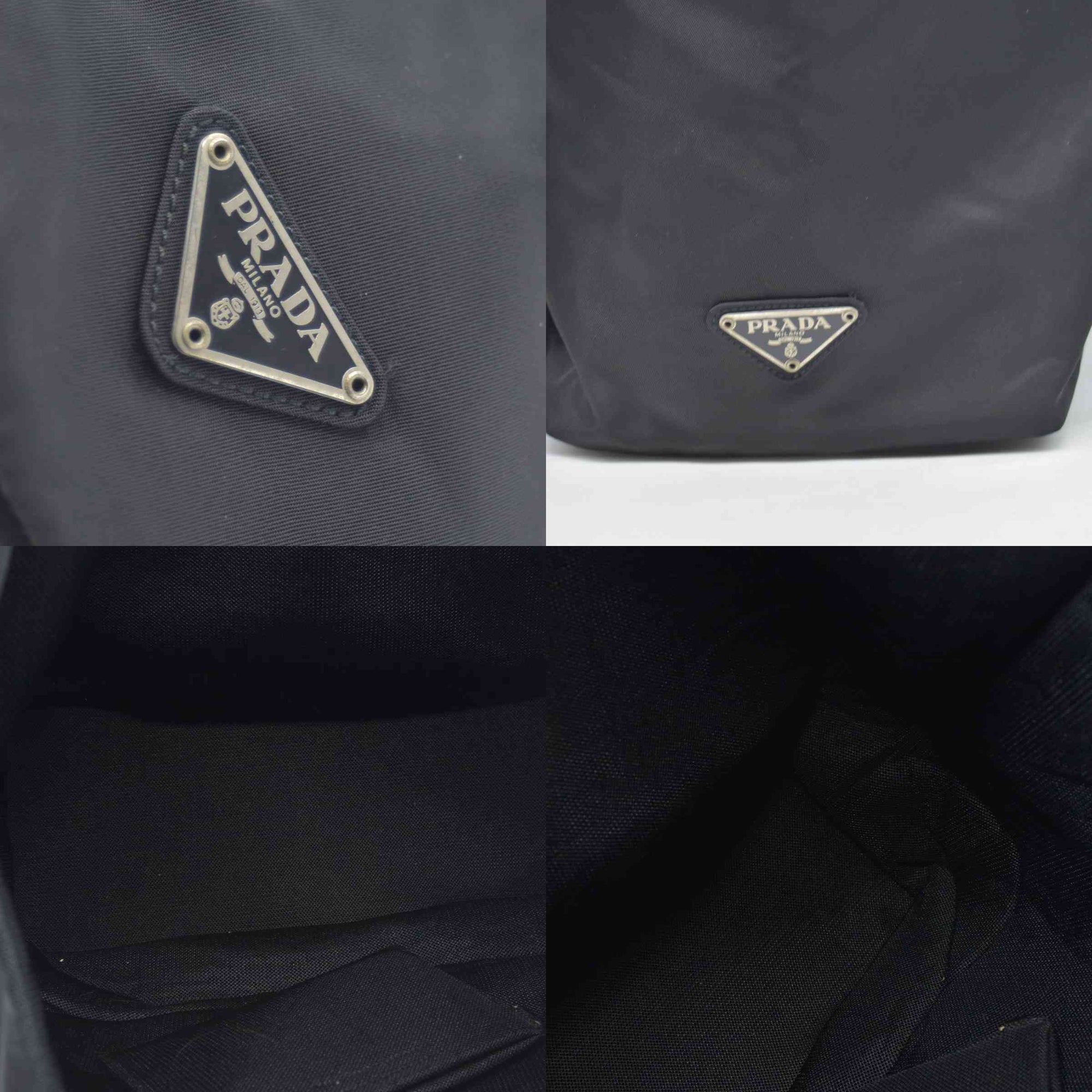 $950 CONSIGNMENT Prada Nylon Enameled Metal Triangle Shoulder Bag