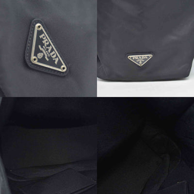 $950 CONSIGNMENT Prada Nylon Enameled Metal Triangle Shoulder Bag