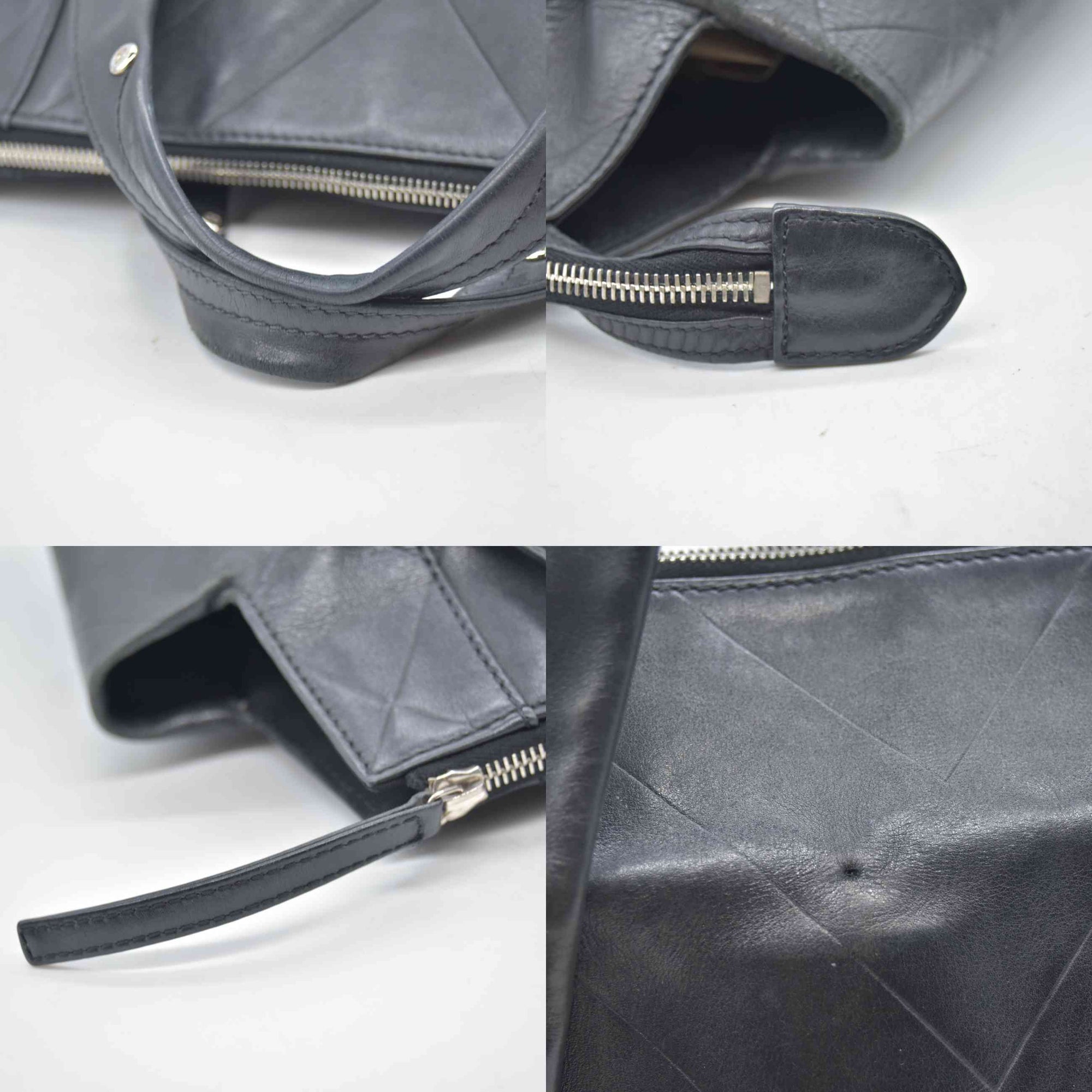 $3500 2006 Chanel Calfskin Chevron CC All Day Long Tote Black 10020302