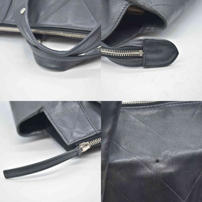 $3500 2006 Chanel Calfskin Chevron CC All Day Long Tote Black 10020302