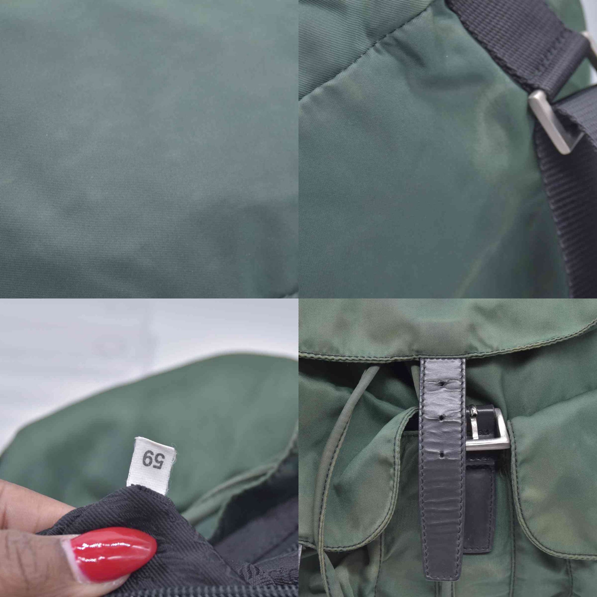 $1450 PRADA Vela Tessuto Nylon Pocket Backpack Army Green CONSIGNMENT 10021350