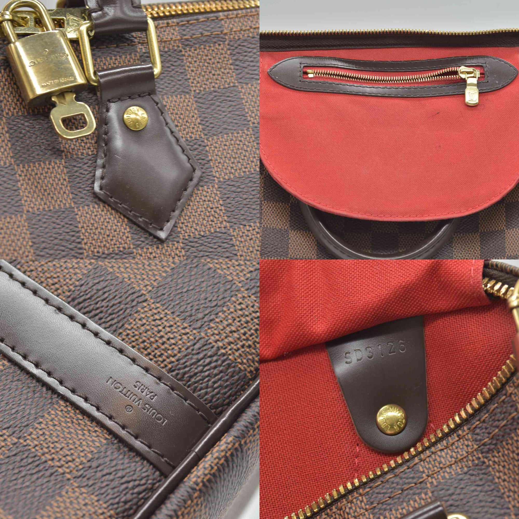 $1940 2016 Louis Vuitton Damier Ebene Speedy Bandouliere 25 SD3126