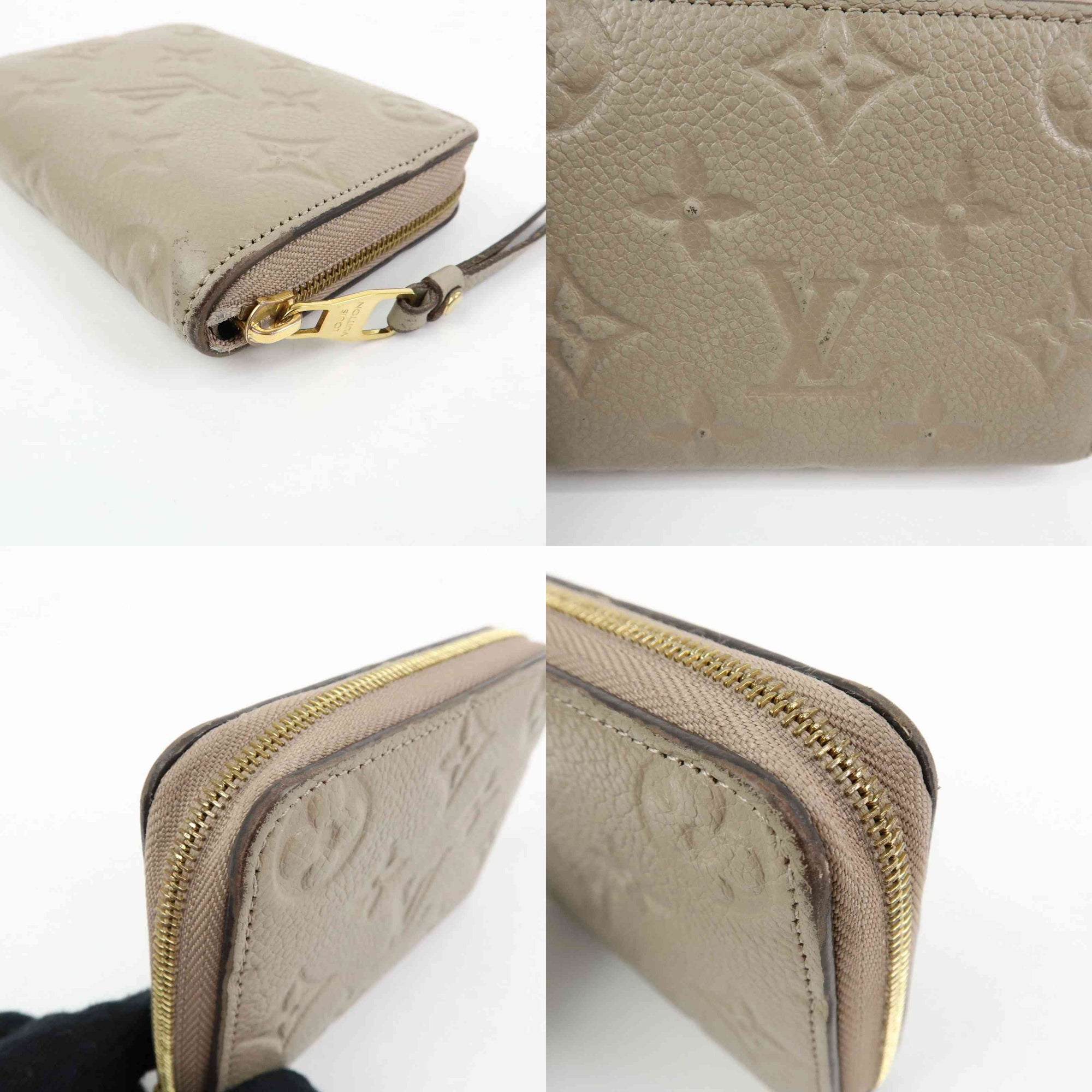 $760 Louis Vuitton Monogram Empreinte Round Zippy Coin Case Beige RFID