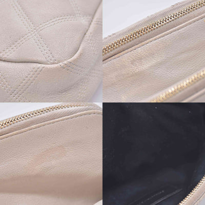 $1350 2021 Saint Laurent Grained Lambskin Quilted Mini Becky Double Zip Bag Cream 10021094