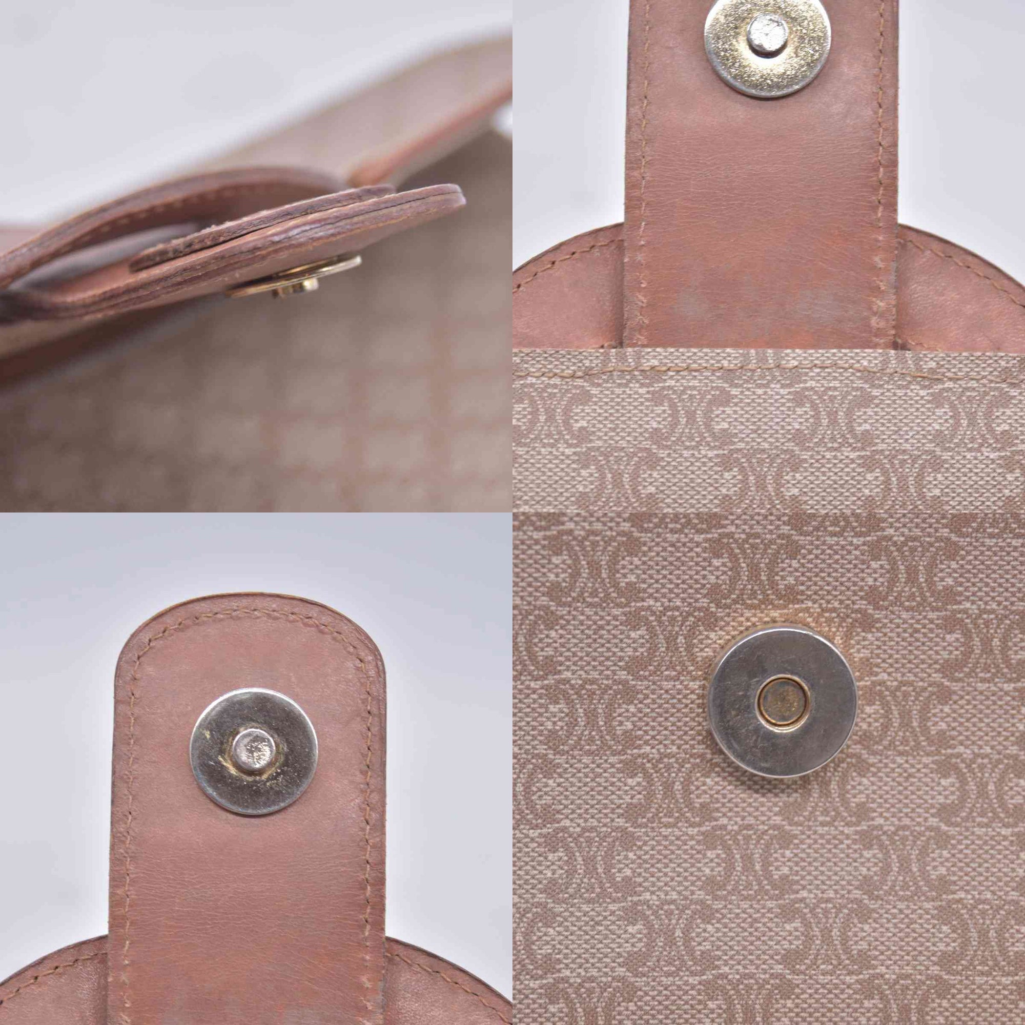 CELINE C Macadam Canvas Flap Shoulder Bag Chain Strap Tan CONSIGNMENT 10021189