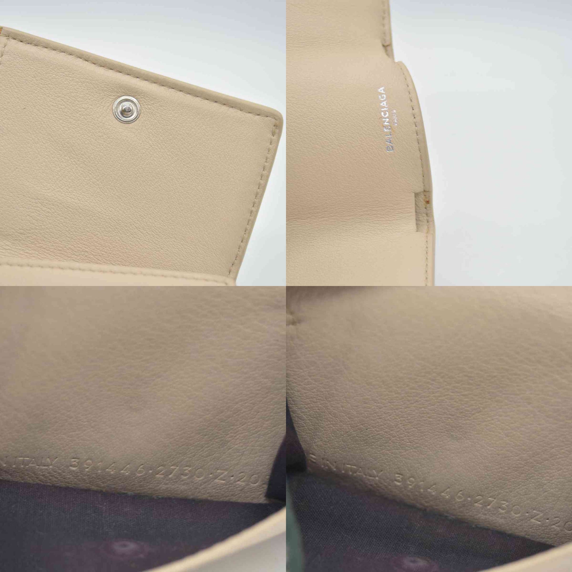 $450 BALENCIAGA Envelope Trifold Compact Wallet Beige CONSIGNMENT 10020290