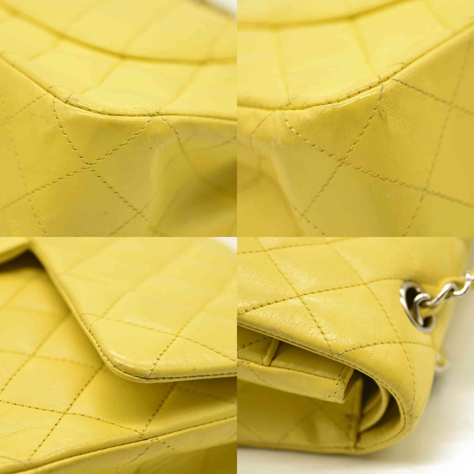 $11300 Chanel Lambskin Quilted Medium Double Flap Yellow CONSIGNMENT