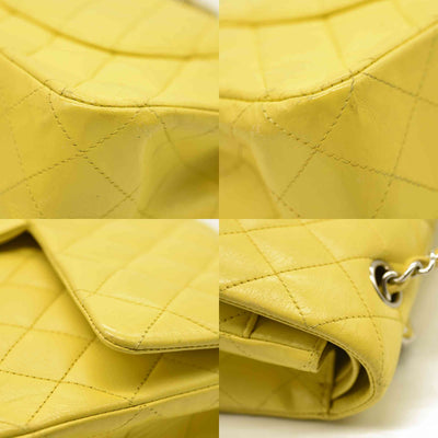 $11300 Chanel Lambskin Quilted Medium Double Flap Yellow CONSIGNMENT