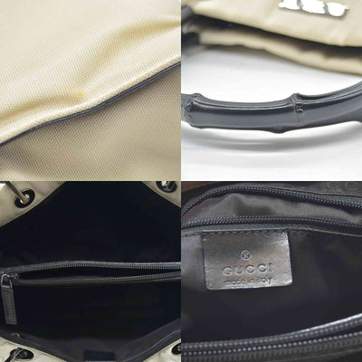 $850 CONSIGNMENT Gucci Bamboo Shoulder Bag Beige Nylon