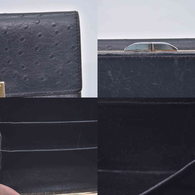 $590 Givenchy Black Ostrich-Effect Leather Clasp Wallet  CONSIGNMENT 10021039