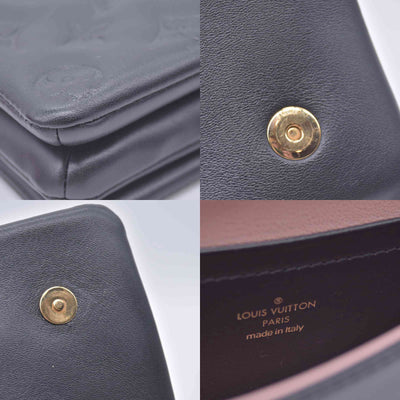 $3150 RFID Louis Vuitton Lambskin Embossed Monogram Pochette Coussin Black 10020669