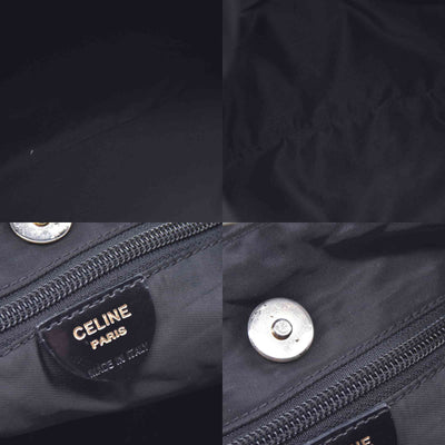 $790 CELINE Vintage Nylon Ring Logo Tote Bag Black CONSIGNMENT 10021192