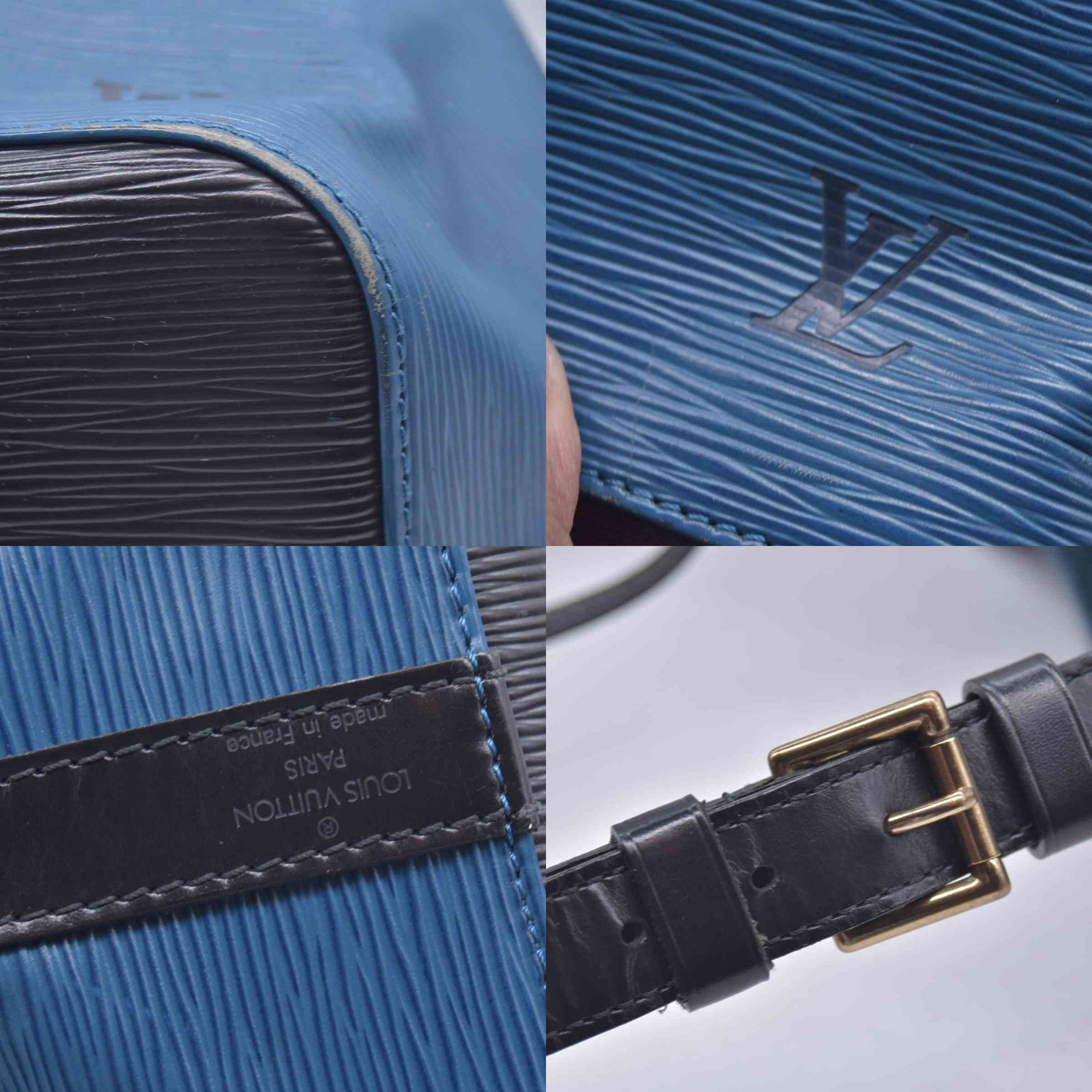 $1430 Louis Vuitton Blue Black Epi Leather Petit Noe Bag CONSIGNMENT