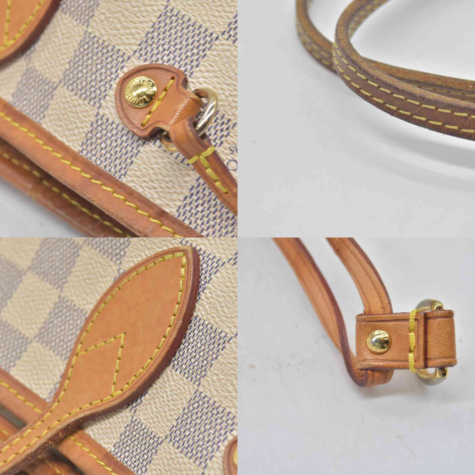 $2090 2014 Louis Vuitton Damier Azur Neverfull PM Tote Bag Handbag AR3164