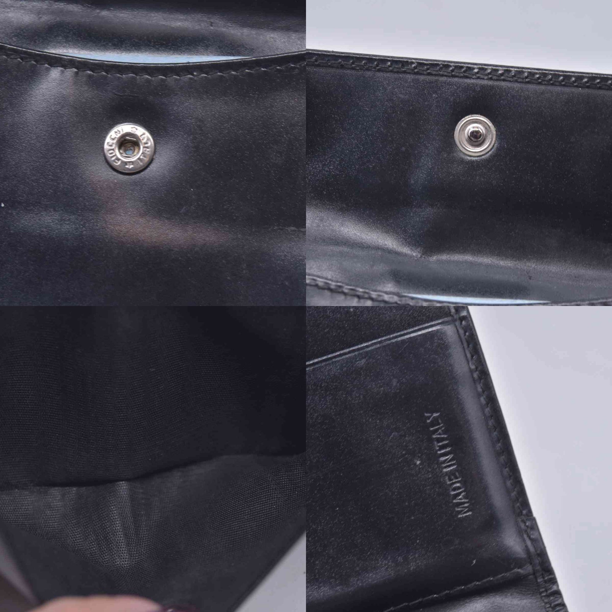 $520 PRADA Spazzolato Embossed Logo Flap Compact Wallet Navy Blue CONSIGNMENT 10021596
